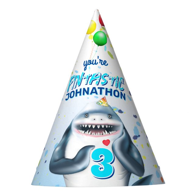 Shark Fintastic Kids Birthday Party Hat (Front)