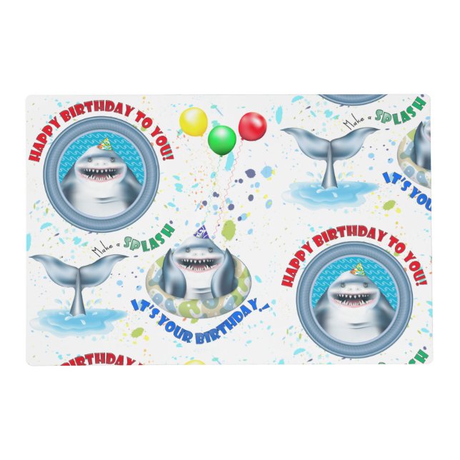Shark Fintastic Kids Birthday Party Placemat (Front)