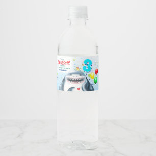 Shark  Fintastic Kids Birthday Water Bottle Label