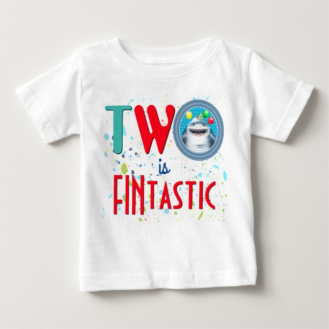 Shark Fintastic Second Birthday Baby T-Shirt (Front)