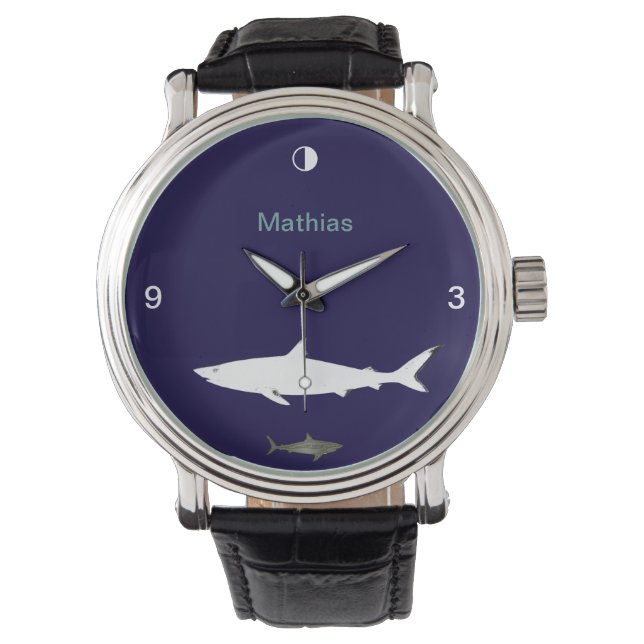 shark fish hour personalized watch (Front)