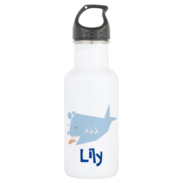 Shark Fish Kids Name Stainless Steel Water Bottle (Front)