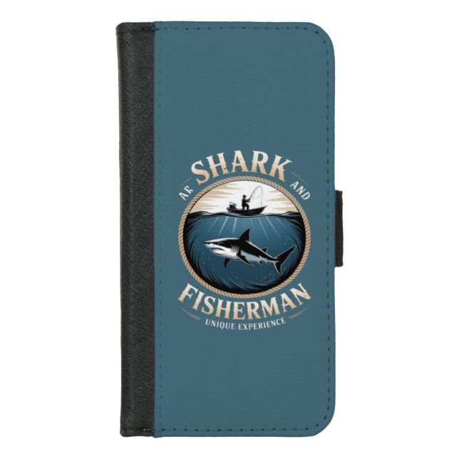 Shark & Fisherman iPhone Wallet Case (Front)