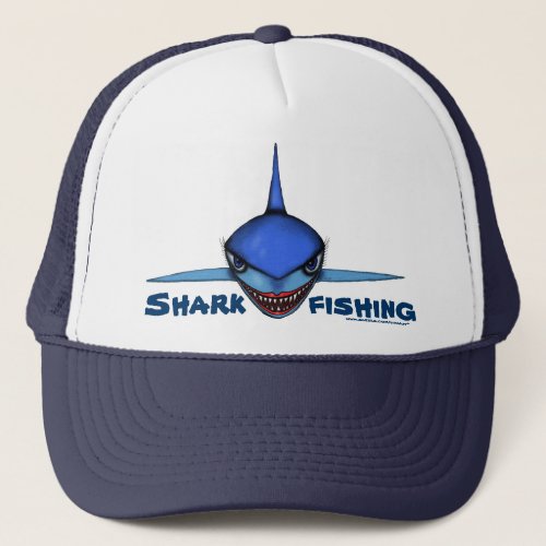 Shark fishing cartoon art cool hat design