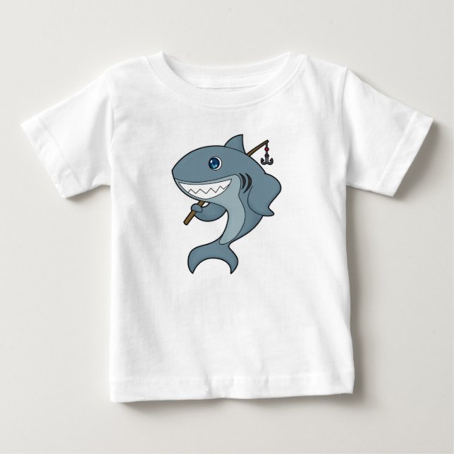 Shark Fishing Fisher Finshing rod Baby T-Shirt (Front)