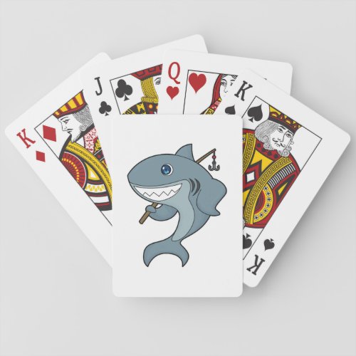 Shark Fishing Fisher Finshing rod Poker Cards