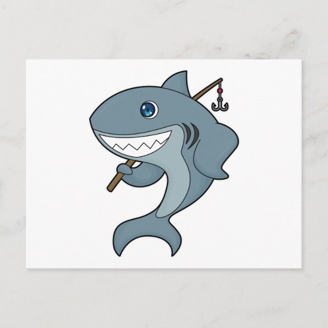 Shark Fishing Fisher Finshing rod Postcard (Front)