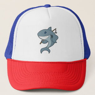 Custom boat captain hat with shark logo