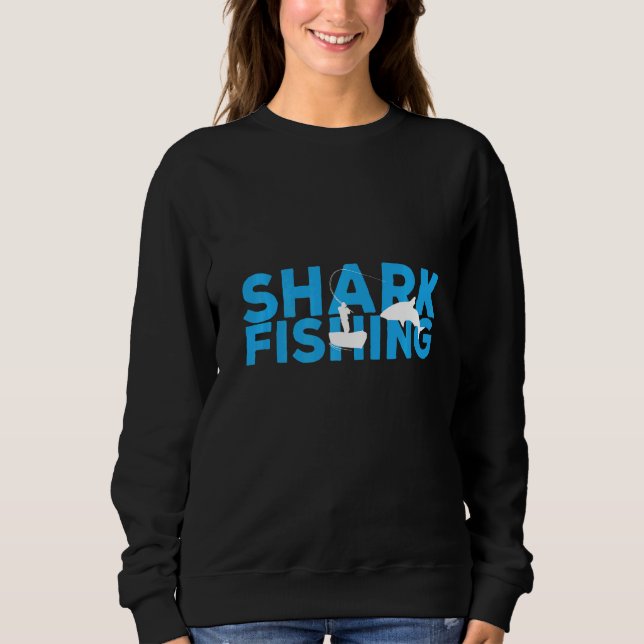 Shark Fishing Hobby With Shadow Inside Sweatshirt (Front)