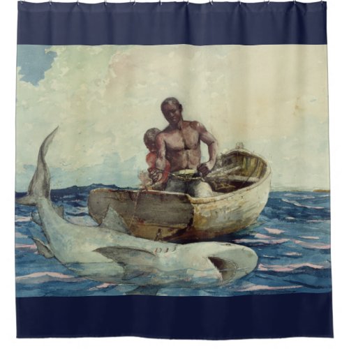 Shark Fishing _ Homer Winslow 1885 Shower Curtain