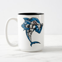 Shark Fitness Weightlifting Two-Tone Coffee Mug Shark Fitness Weightlifting Two-Tone Coffee Mug