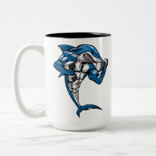 Shark Fitness Weightlifting Two-Tone Coffee Mug