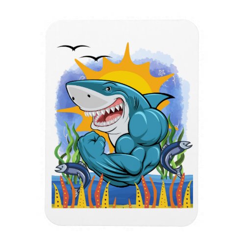 Shark Flexing Muscles Sea Life and Sunshine Magnet