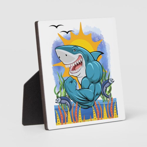 Shark Flexing Muscles Sea Life and Sunshine Plaque