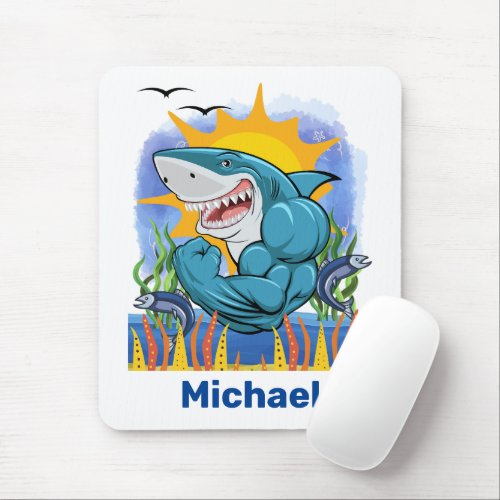 Shark Flexing Muscles Sea Life Personalized Mouse Pad