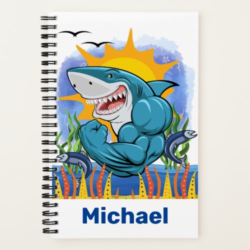 Shark Flexing Muscles Sea Life Personalized Notebook