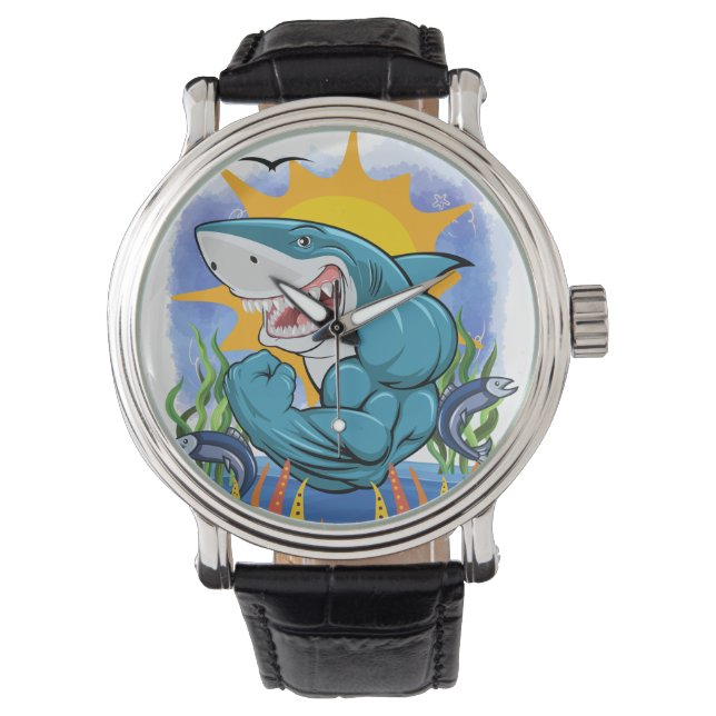 Shark Flexing Muscles Sea Life Sunshine  Watch (Front)