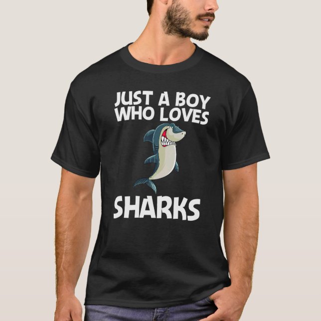 Shark For Boys Kids White Shark T-Shirt (Front)