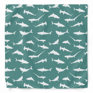 Shark Frenzy Blue White Pattern Bandana