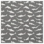 Shark Frenzy Cool Grey and White Pattern Fabric