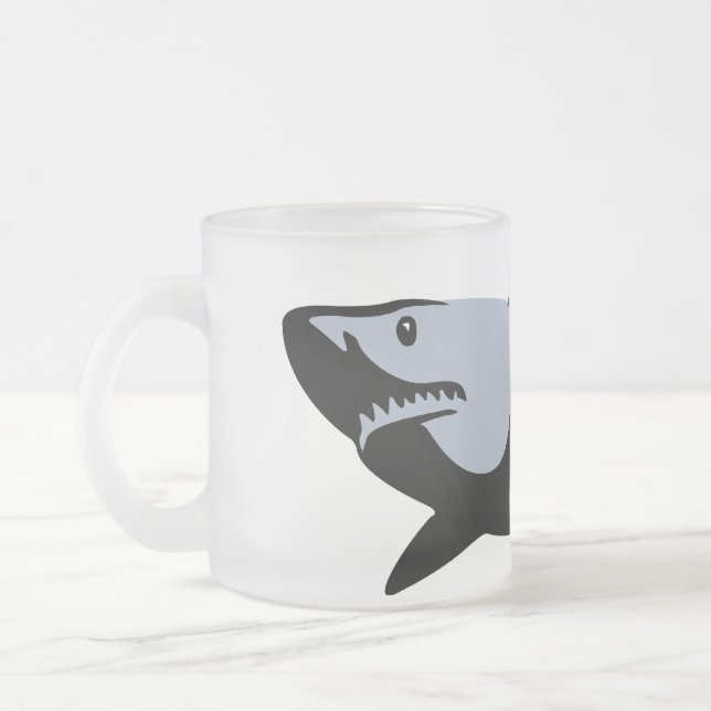 Shark Frosted Glass Coffee Mug (Left)