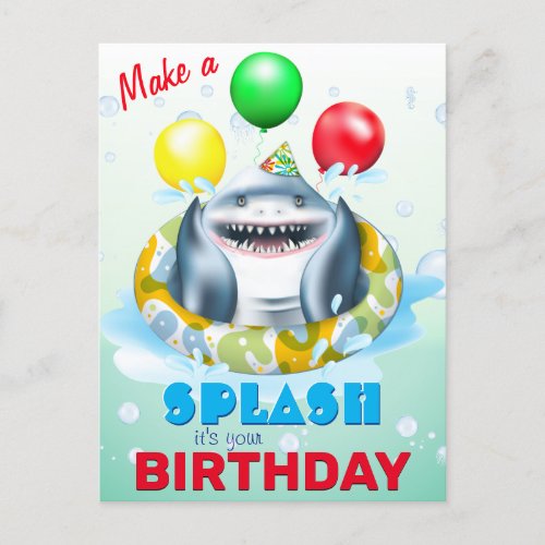 Shark Fun Kids Birthday Postcard