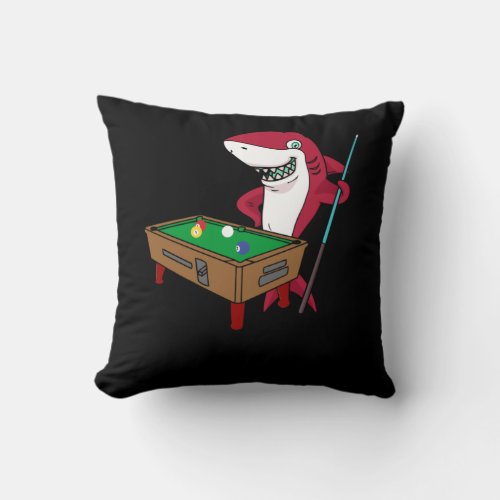 Shark Funny Billiard Pool Player Throw Pillow