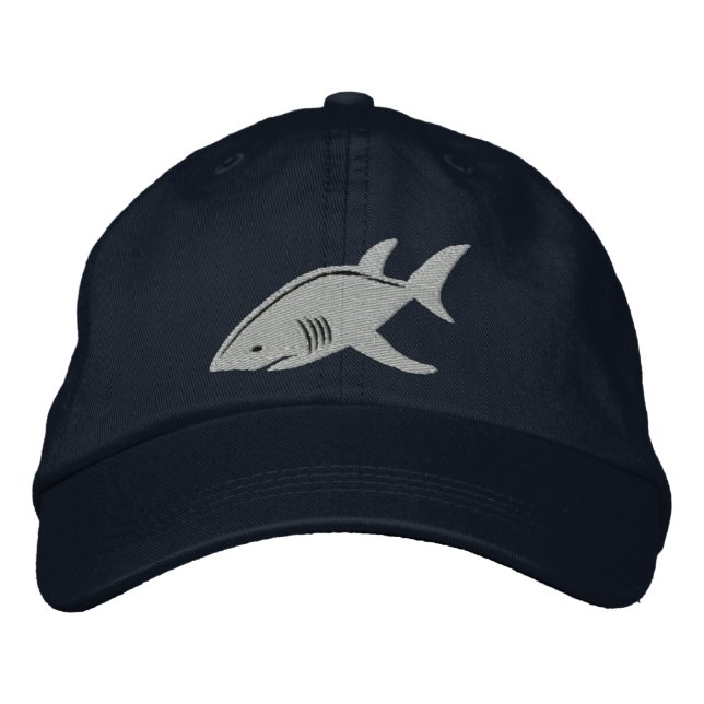 Shark Great White Embroidered Baseball Cap (Front)