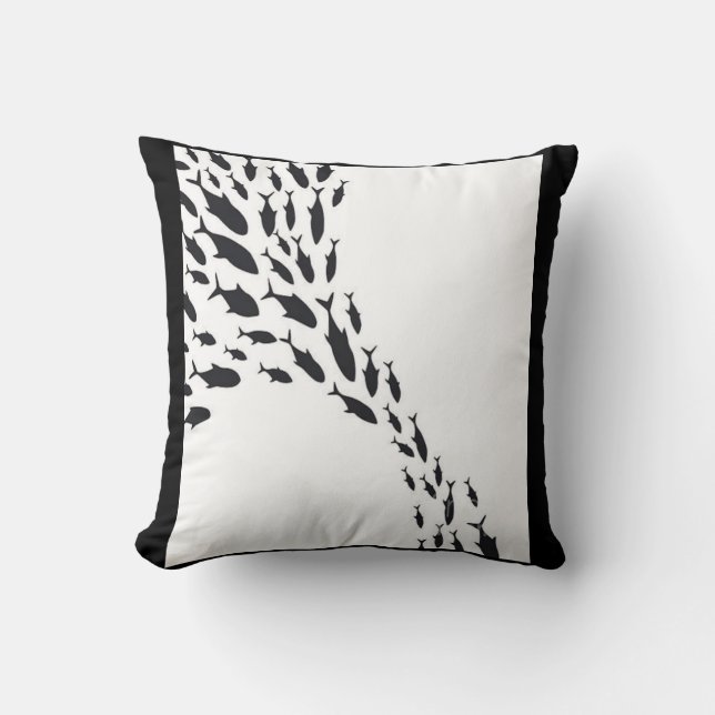 Shark Group Swiming Fish School Patterns Throw Pillow (Front)