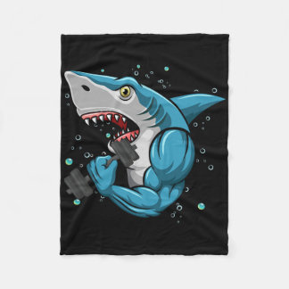 Shark Gym Powerlifting Weightlifting Bodybuilding  Fleece Blanket