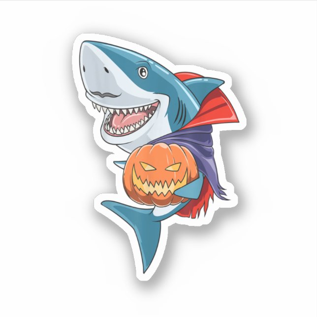 Shark Halloween Shark Lover Gift Pumpkin Shark Hal Sticker (Front)