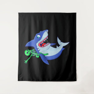 Shark Halloween Skeleton Riding Sharks Lover Funny Tapestry