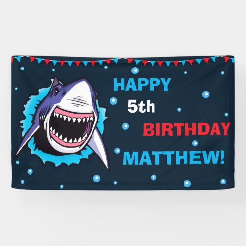 Shark happy birthday banner Birthday party banner
