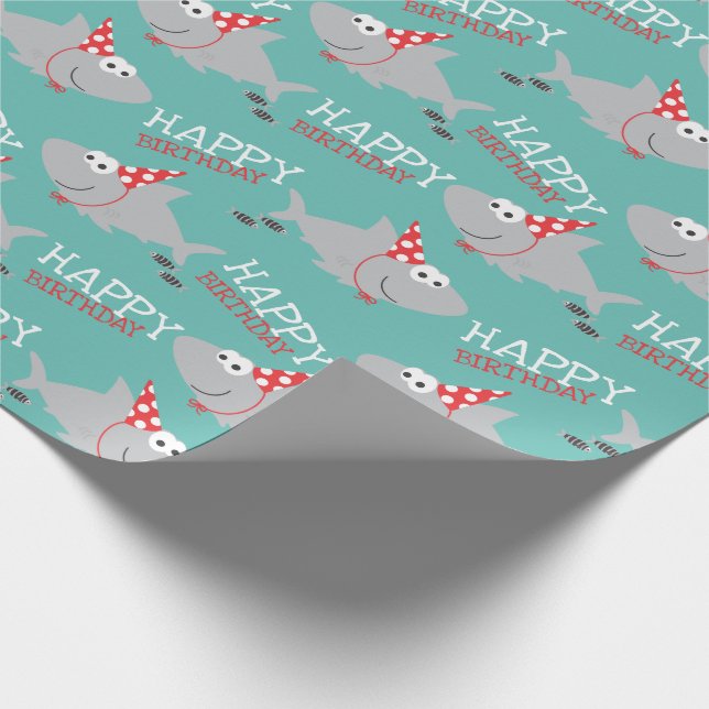 Shark Happy Birthday Wrapping Paper (Corner)
