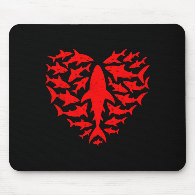 Shark Heart Ocean Funny Valentines Day Men Women K Mouse Pad (Front)