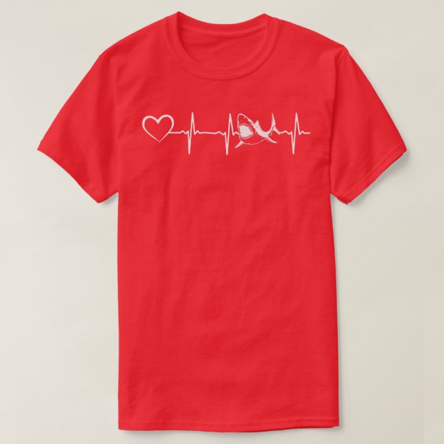 Shark Heartbeat Shark Fish Great White Shark Heart T-Shirt (Design Front)
