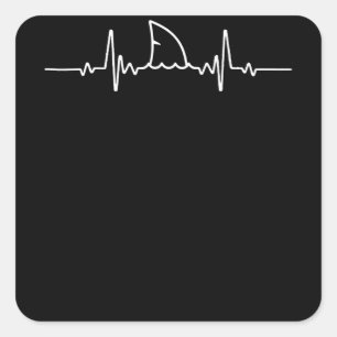 Shark Heartbeat Shark Lovers Fin Ocean Animal Square Sticker