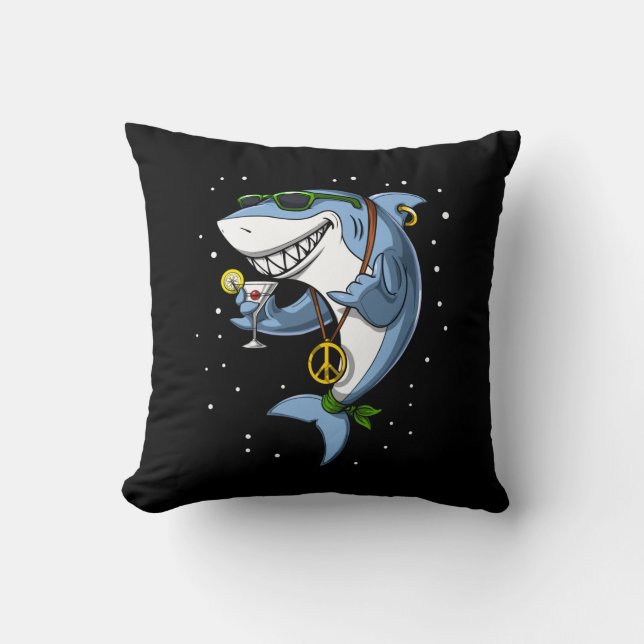 Shark Hippie Throw Pillow (Front)