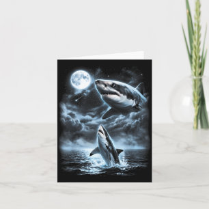 Shark Howling At Moon 90s Retro Card