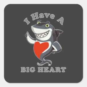 Shark I Have A Big Heart Valentines Day Love T-Sh Square Sticker