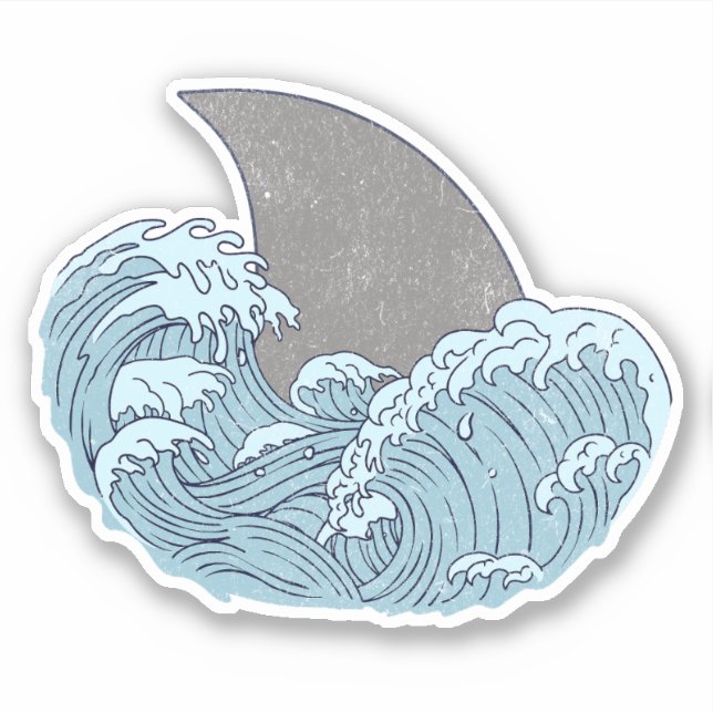 Shark illustration sticker (Front)