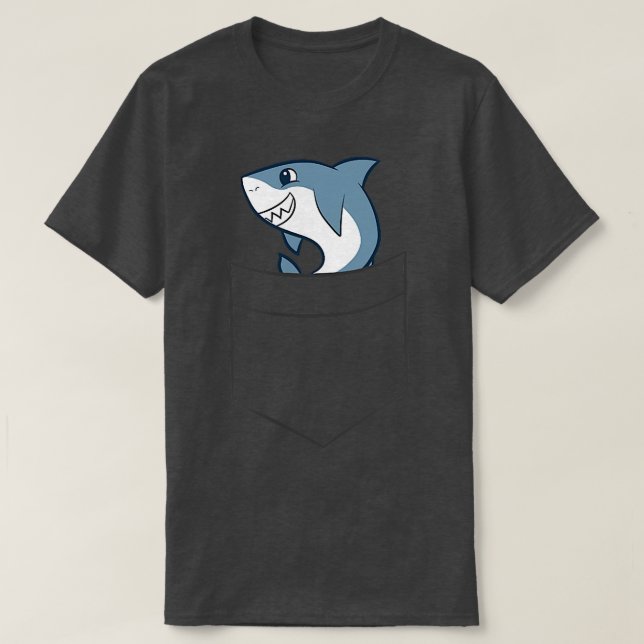 Shark In a Pocket Cute Pocket Shark  T-Shirt (Design Front)