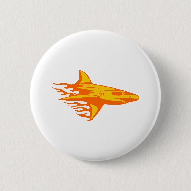 Shark in Flames Button (Front)