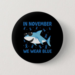 Shark In November We Wear Blue Diabetes Kid Boy To Button