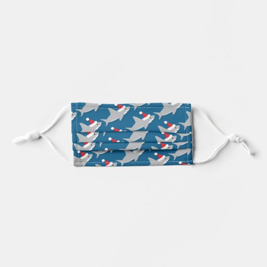 Shark in Santa Hat Christmas Holiday Kids' Cloth Face Mask (Front, Folded)