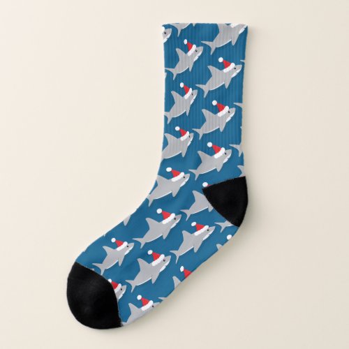 Shark in Santa Hat Christmas Holiday Socks