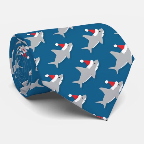 Shark in Santa Hat Christmas Novelty Neck Tie