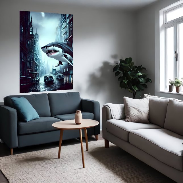 Shark in the city | AI Art  Poster (Creator Uploaded)