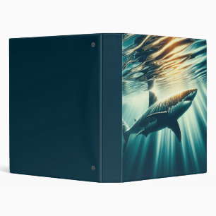 Shark in the deep blue sea & sunlight 3 ring binder