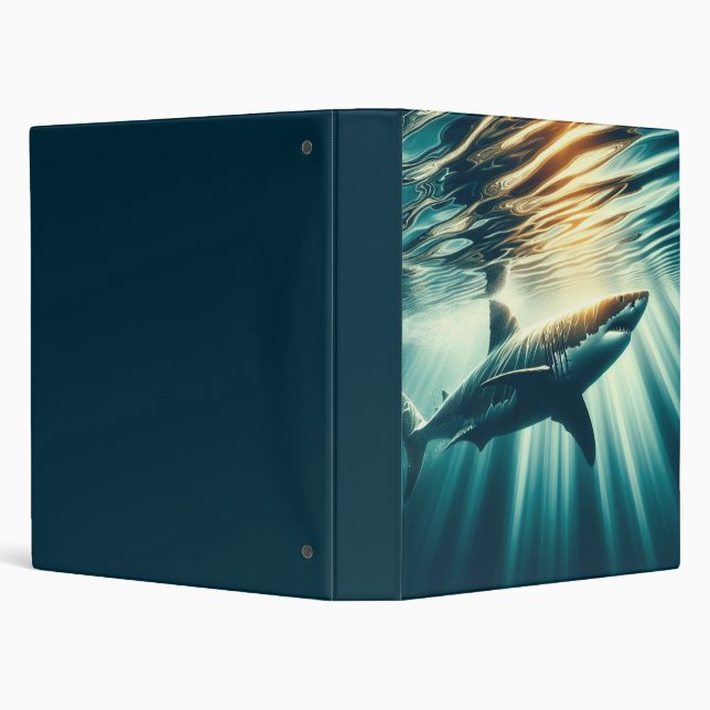 Shark in the deep blue sea & sunlight 3 ring binder (Background)